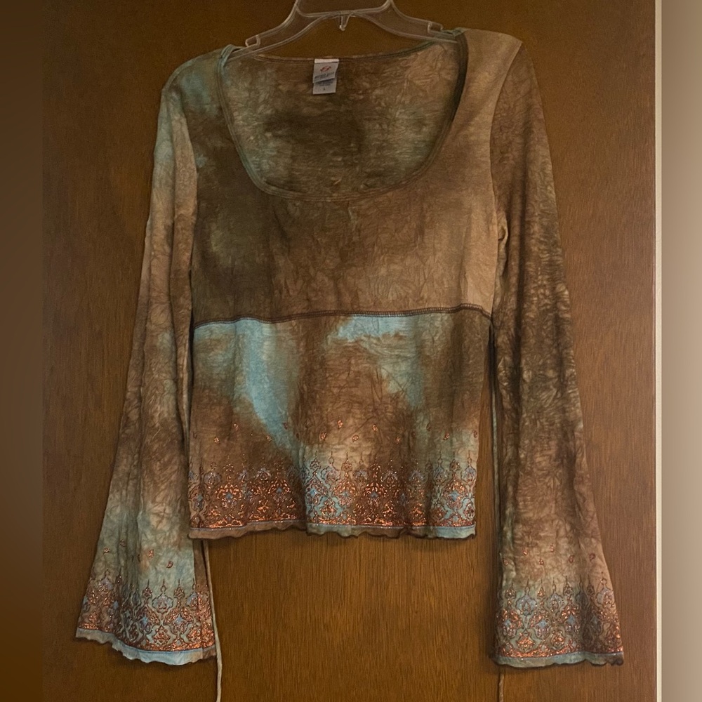 Y2K RARE Like New Flare Sleeve Boho Jr Top